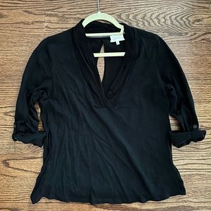 Deletta (Anthropologie) black shawl collar jersey top